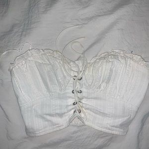 princess poly white cropped top tied
